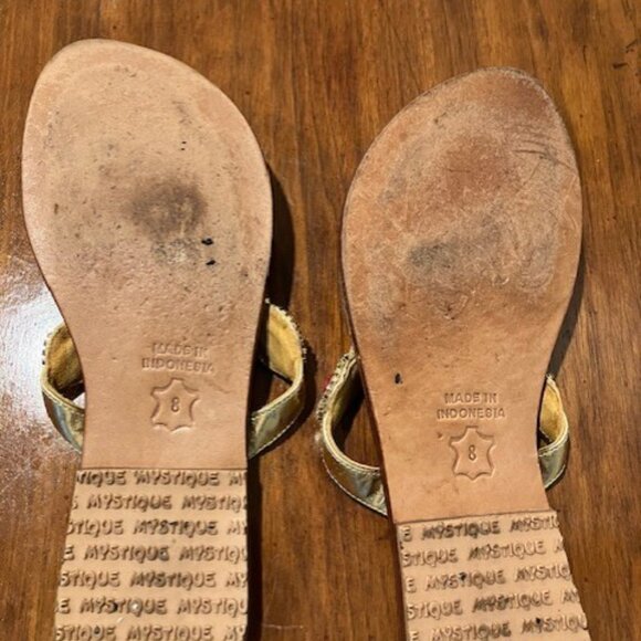 Mystique Pink Crystal Embellished And Gold Toned Beads Sandal- Size 8 - Picture 2 of 5